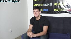 Muscled casting jock jerking off solo