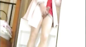 Cute Japanese Crossdresser Jacks Off in a Dress