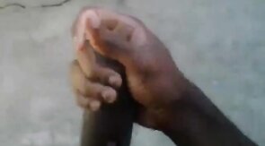 Huge Black Cock Masturbating and Cumming Outdoors
