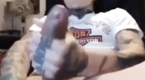 Latin Twink With Biggest Tattooed Cock Masturbates