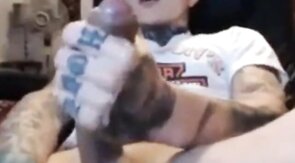 Latin Twink With Biggest Tattooed Cock Masturbates