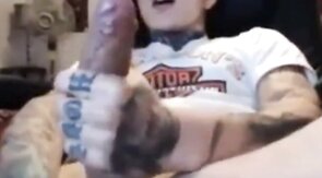 Latin Twink With Biggest Tattooed Cock Masturbates