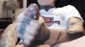 Latin Twink With Biggest Tattooed Cock Masturbates