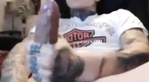 Latin Twink With Biggest Tattooed Cock Masturbates