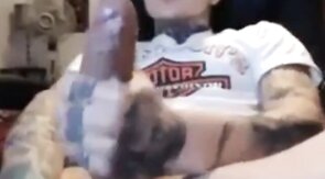 Latin Twink With Biggest Tattooed Cock Masturbates