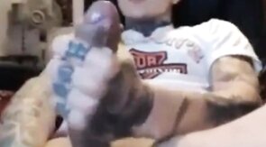 Latin Twink With Biggest Tattooed Cock Masturbates