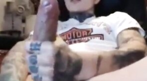 Latin Twink With Biggest Tattooed Cock Masturbates