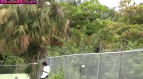 Public ebony stud loves giving head
