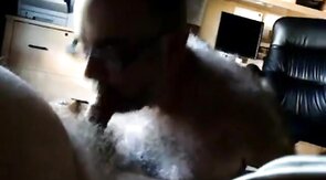 Hairy Grandpa Sucks and Swallows