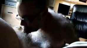 Hairy Grandpa Sucks and Swallows