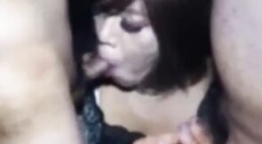 Mature Asian Crossdresser Sucks Two Cocks
