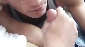 Gay Amateur Masturbates and Licks Cum in Car