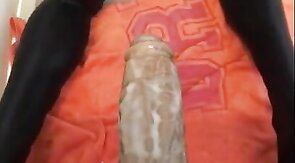 Sissy Fucks Huge Black Dildo