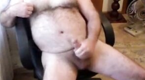 Hairy Bear Daddy Strokes His Cock Solo