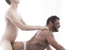 Skinny twunk spoiling big zaddy with sweet top fuck