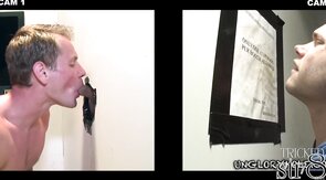 Baiting fool straight guy at gloryhole