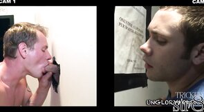 Baiting fool straight guy at gloryhole