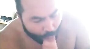 Amateur Bear Sucks Daddy's Huge Cock