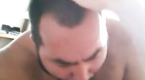 Amateur Bear Sucks Daddy's Huge Cock