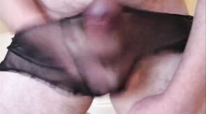 Cum on My Black Panties - Gay Crossdresser Handjob