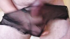 Cum on My Black Panties - Gay Crossdresser Handjob