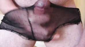 Cum on My Black Panties - Gay Crossdresser Handjob