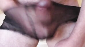 Cum on My Black Panties - Gay Crossdresser Handjob