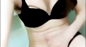 Asian Crossdresser Masturbates in Restroom