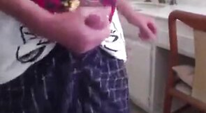 Skinny Twink's Mess-Free Condom Wank