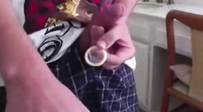 Skinny Twink's Mess-Free Condom Wank