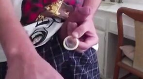 Skinny Twink's Mess-Free Condom Wank