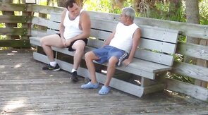 Mature Gay Couple Has Interracial Bareback Sex Outdoors