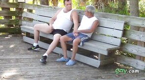 Mature Gay Couple Has Interracial Bareback Sex Outdoors