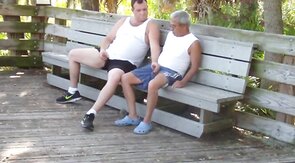 Mature Gay Couple Has Interracial Bareback Sex Outdoors