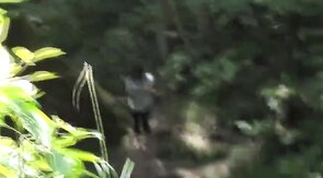 Japanese Grandpa Strips Outdoors