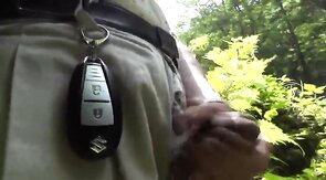 Japanese Grandpa Strips Outdoors