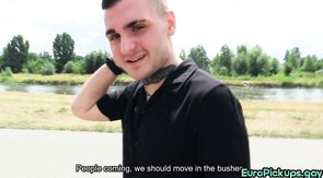 Tricked str8 dude deepthroating outdoor