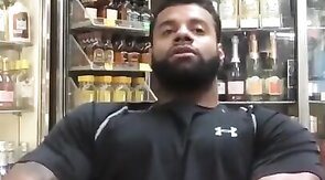 Black Stud Strokes His Big Cock Outdoors