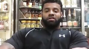 Black Stud Strokes His Big Cock Outdoors
