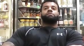 Black Stud Strokes His Big Cock Outdoors