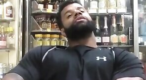 Black Stud Strokes His Big Cock Outdoors
