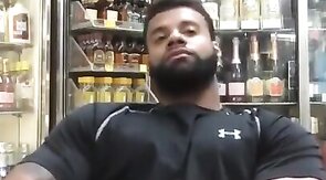 Black Stud Strokes His Big Cock Outdoors