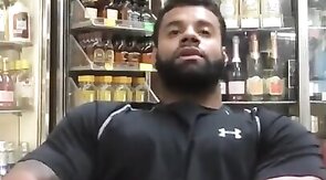Black Stud Strokes His Big Cock Outdoors