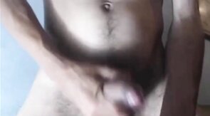 Curved Uncut Latino Cock Shoots a Hands-Free Load