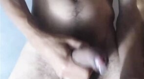Curved Uncut Latino Cock Shoots a Hands-Free Load