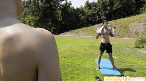 Handsome college stud assfucked by lover