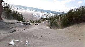 Exhibitionist Strokes Hard on the Beach