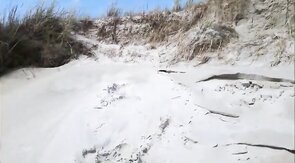 Exhibitionist Strokes Hard on the Beach