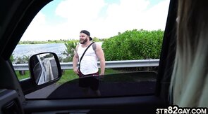 Baited muscled straight going gay at van