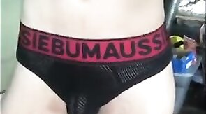 Skinny Amateur Strips and Strokes His Big Cock